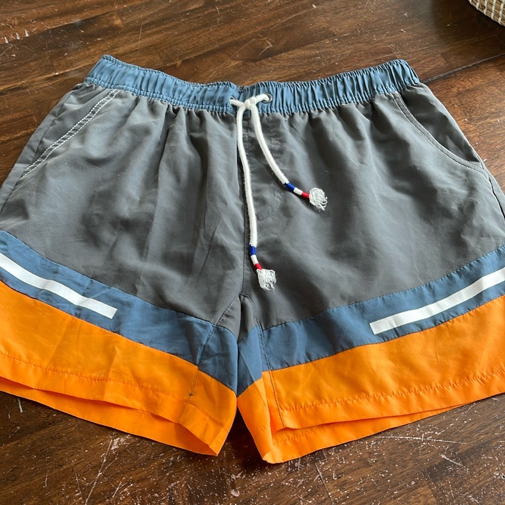 Super Body Boy's Swim Trunks Mesh Lining Board Shorts Grey Orange Sz XL
